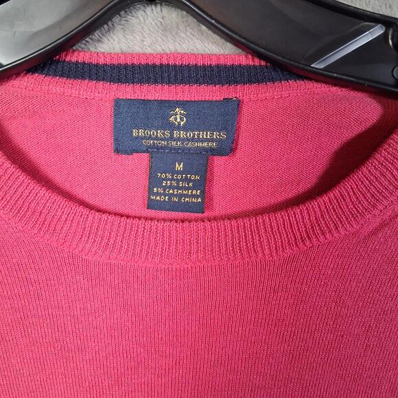 Mens Brooks Brothers Golden Fleece Sweater Size Medium Pink Cotton Silk Cashmere - Picture 3 of 3